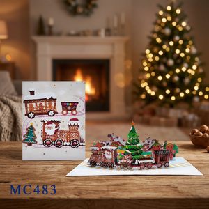 Wholesale Customized 3D Pop <b>Christmas</b> Card Gingerbread <b>Train</b> Handmade Laser Cut Offset Printed Paper Crafts Holiday Greeting - Product Image 4