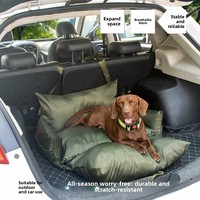Luxuriöser Hunde-Autositz aus Oxford-Gewebe mit Metallschnalle, Isofix-Reiseträger, Wasserdichtes Abnehmbares Reisebett mit Rechteckiger Kissenauflage