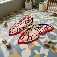 Tapis en acrylique tufté à la main à poils longs, motif flamme de dessin animé, ignifuge, antidérapant, écologique pour salon et chambres d'enfants