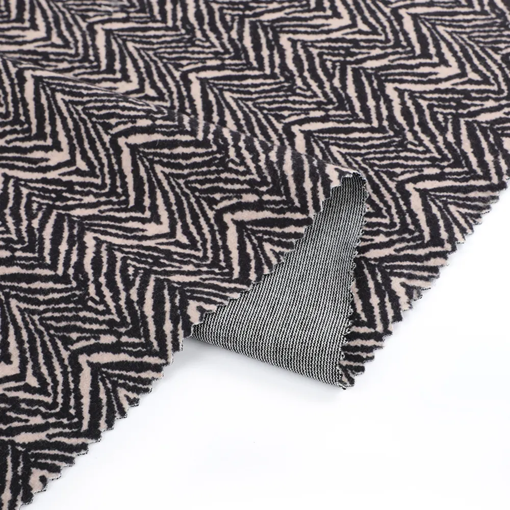 Tecido para vestuário em malha de poliéster escovado com listras zebra e elastano novo para uso em malha Ponte Roma