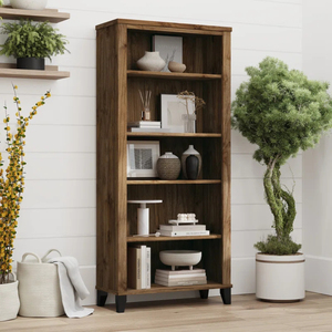 Tall 5-Tier Bookcase with Tapered Legs & <b>Adjustable</b> <b>Shelves</b>, Heavy-Duty Storage Shelf Bookshelf for Home Office Bulk Wholesale - Product Image 2