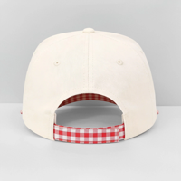 Casquette de baseball 5 panneaux en coton 100% avec broderie 3D personnalisée, design tendance beige à carreaux, visière unie ou à motif, style sport papa