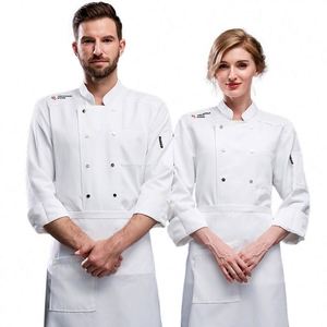 Uniforme de Cocina para Chef, Blanco y Rojo, Resistente al Aceite, con Nombre en el Cuello, Uniforme para Restaurante Chino - Product Image 1