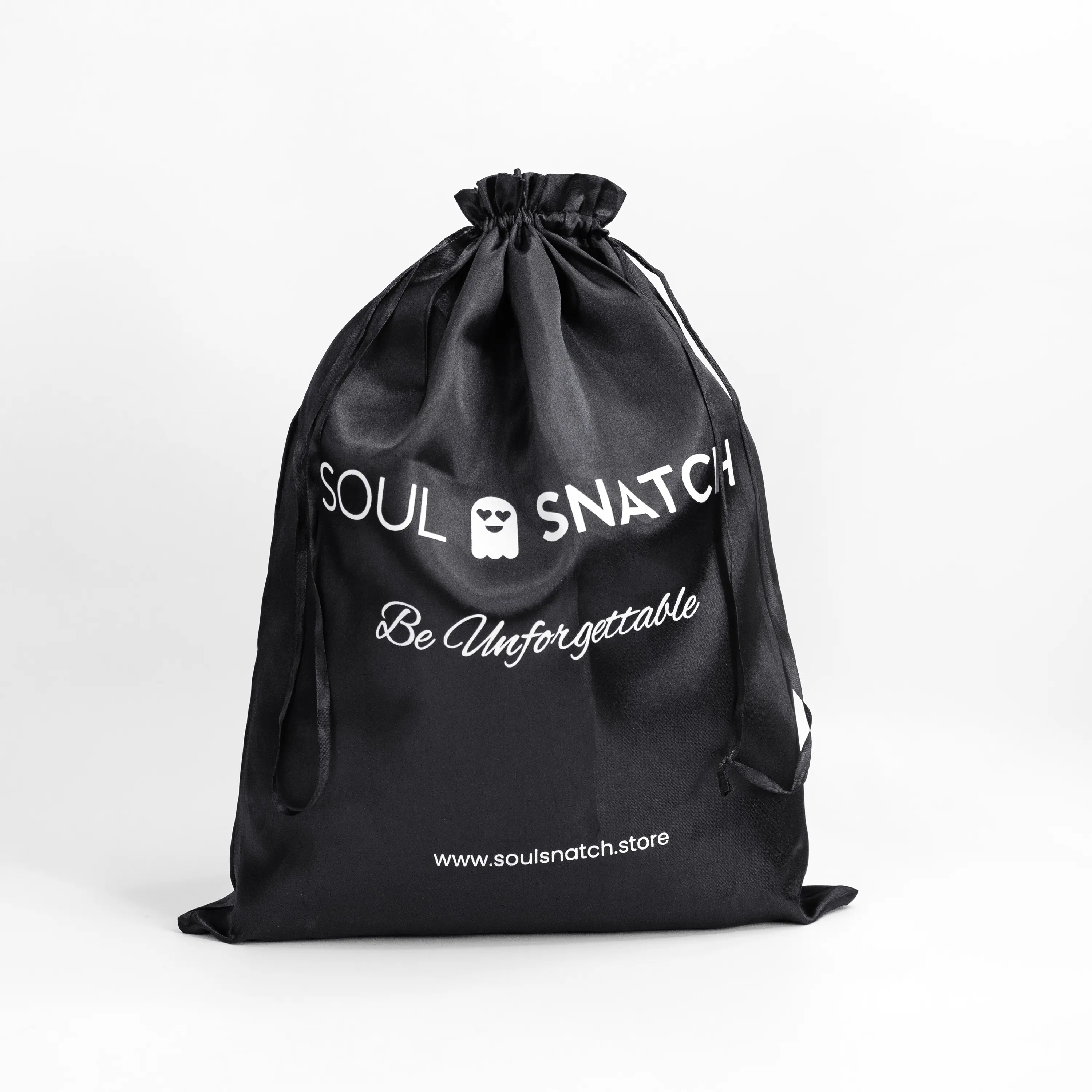 Sac en coton noir personnalisé de haute qualité sac à cordon en satin recyclé uni sacs en toile personnalisés avec logo pour perruque