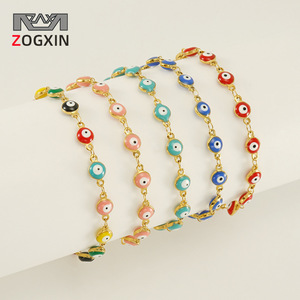 Zogxin Evil Eye <b>Bracelet</b> Stainless Steel Colorful Round Beads Women's Jewelry Gift - Product Image 1
