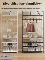 Porte-chaussures et porte-vêtements combinés en métal moderne pour l'entrée, avec démontage et montage