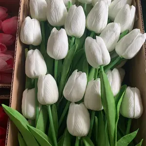 Tulipa artificial para casamento QSLH-CF0033, flores de tulipa artificial com toque realista, flores de tulipas por toque realista, venda imperdível