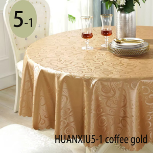 Waterproof Oilproof <strong>Round</strong> PU <strong>Tablecloth</strong> Coffee Color Floral Embossed PU <strong>Tablecloth</strong>, Stain Resistant <strong>Wipeable</strong> <strong>Round</strong> Table Cover - Product Image 4
