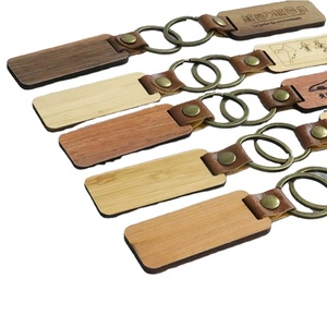 Promotional Gift Personalized Keychain Wood Laser Engraving Logo Diy Wooden Keyring Blank Wood Keychain