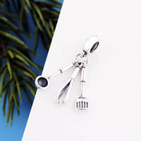 Breloques Pan Charms en argent, ustensiles de cuisine, couteau et fourchette, perles fruits et œufs, compatibles avec bracelet original, bijoux, Fête des Mères, Berluque