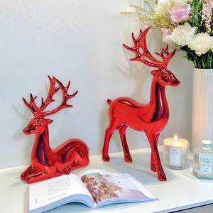 Décoration de Noël pour la maison, ornement de cerf, décoration de fête, cadeaux d'ambiance, art populaire sculpté, artisanat en résine époxy - Product Image 4