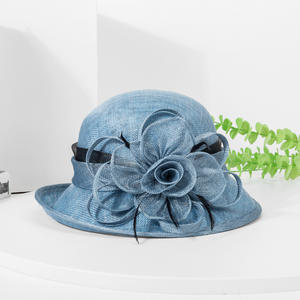 قبعة صيفية أنيقة جديدة للنساء لعام <span class=keywords><strong>2026</strong></span> بتصميم أوروبي وأمريكي مع زهور، مصنوعة من السيناماي 100٪، قبعات رسمية للسيدات للكنيسة - Product Image 2