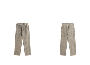 Vaqueros casuales elásticos lavados mono gris oscuro estilo americano europeo personalizados para hombre - Product Image 2