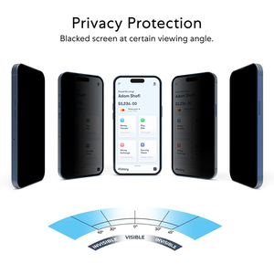 Bụi miễn phí bảo vệ cài đặt công cụ Kit điện thoại Tempered Glass 2 gói 9H i Điện thoại 15 sự riêng tư bảo vệ màn hình - Product Image 6