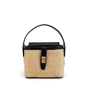 Sac de plage en paille tressée, sac seau en paille tressée tendance, sac à main de luxe en cuir pour femme - Product Image 2