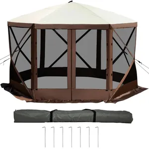 خيمة التخييم في الهواء الطلق أكشاك 12'x12' 6 جوانب المنبثقة حديقة المظلة شبكة نافذة خيمة المحمولة المنبثقة أكشاك خيمة الأسرة