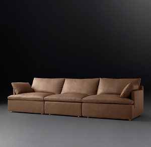 Ensemble de meubles modulaires de luxe en cuir, style américain exquis, pour salon de villa, club ou maison - Product Image 4