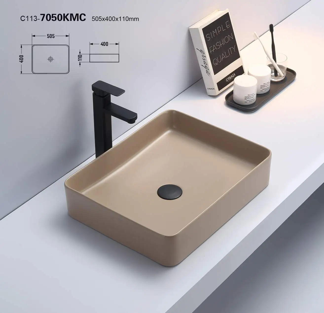 PATE sanitair fabrikant matt beige badkamer wastafel keramische lavabo