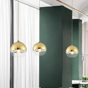 Glass bóng ánh sáng mặt dây chuyền minh bạch Cáp <span class=keywords><strong>Chrome</strong></span> tán vàng E27 cho đầu giường khách hàng nhà hàng - Product Image 5