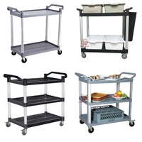 Chariot de service alimentaire en plastique pour buffet traiteur, 3 niveaux, épaisseur 5 mm, capacité 30-50 kg, certifié LFGB, chariot de service pour restaurant