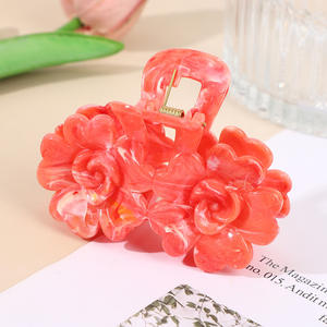 Pince à cheveux rose de 8 cm, dégradé de couleurs bonbon, double fleur, pour femmes - Product Image 3