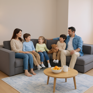 Canapé modulaire sectionnel moderne en tissu en forme de L, assise profonde, salon, beige, gris fumé D0100XFPDAY - Product Image 2