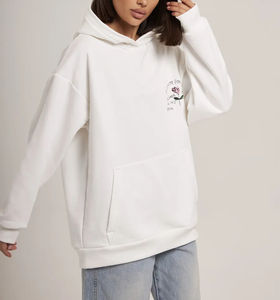 Vendita calda <span class=keywords><strong>felpa</strong></span> da donna con cappuccio bianco Coyote e stampa grafica floreale <span class=keywords><strong>felpa</strong></span> Casual Streetwear con tasca a canguro - Product Image 3