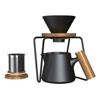 Ensemble cafetière à verser en porcelaine DHPO, écologique, minimalisme scandinave, filtre en forme de cône + support de filtre + acier inoxydable