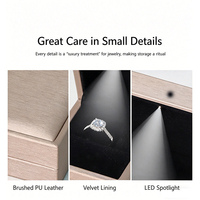 Boîte à bijoux carrée haut de gamme en cuir PU avec éclairage LED pour l'affichage des bagues, colliers et boucles d'oreilles – En stock
