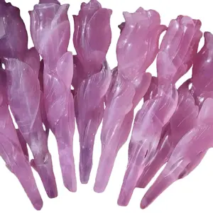 High quality quartz crystal craft carving Naturally formed gem Amethyst rose flowers for gift