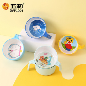 Wuhe Children's Melamine Bowl With Handle And Spoon Cartoon Design For 0-12 Months Anti Scalding Feeding Set - Product Image 4