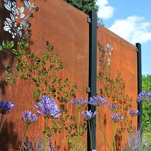 Clôture d'intimité en métal ondulé en acier corten Clôture de jardin corten Panneau de clôture corten