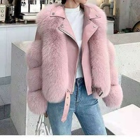 Manteau de motard en fausse fourrure de renard style fourrure pour femmes, tendance