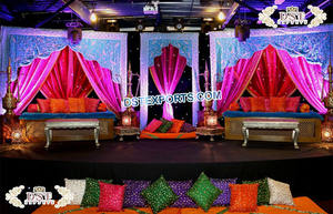 Cortinas de fondo de lujo para escenario, telones de fondo coloridos para decoración de escenario, estilo mahndi paquistaní, con función nocturna - Product Image 6