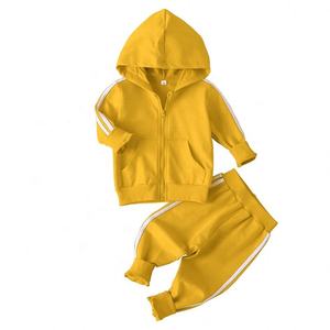 2023 nouveau décontracté 100% coton enfants vêtements 2 pièces sweat pantalons de survêtement fermeture éclair à capuche Joggers survêtement ensemble pour garçons et filles - Product Image 6