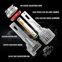 LANSEKO Phare LED automobile haute luminosité X12S 9004 9007 H13 H4 avec puce LED GC 55W 10000LM pour ampoules de phares LED de voiture