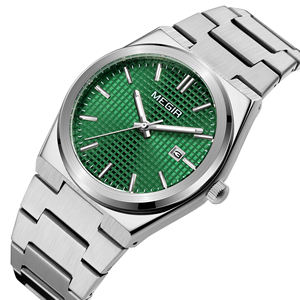 Montre à quartz MEGIR 1086 pour homme, acier doré, bracelet, date, semaine, heure, design irrégulier, montre de sport de luxe, cadeau pour homme - Product Image 5