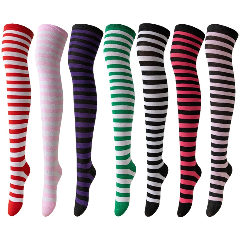 Medias Altas De Payaso Arcoíris | Rayas Multicolor | Elásticas De Poliéster | Para Cosplay Y Fiestas
