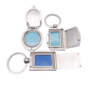Promotion Picture Insert Frame Key Chain Holder Ring Keyring Decoration DIY Gifts Zinc Alloy Silver Metal Photo Frame Keychain