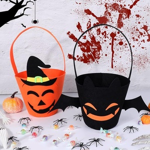 Paquete de 2 fieltro calabaza murciélago Halloween Tote cubo cesta Halloween caramelo bolsa truco o trato bolsa Halloween Goodie bolsa para niños regalo - Product Image 3