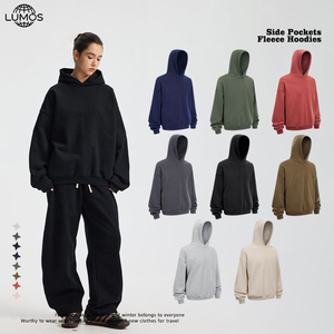 Nouveau <span class=keywords><strong>sweat</strong></span> à <span class=keywords><strong>capuche</strong></span> en polaire unisexe pour l'automne et l'hiver, style streetwear, uni, surdimensionné, décontracté, pour hommes - Product Image 4