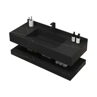 Vasque double en marbre intégrée murale sur mesure pour hôtel de luxe, pour salle de bain