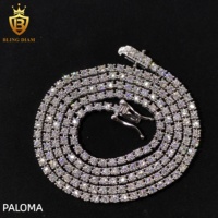 Collier Chaîne Tennis en Argent Sterling 925 avec Moissanite Ronde Certifiée GRA, Tailles 2mm 3mm 4mm 5mm, Unisexe, Stock USA