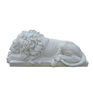 Venta al por mayor tamaño de <span class=keywords><strong>la</strong></span> vida de mármol blanco durmiendo estatua de León - Product Image 4
