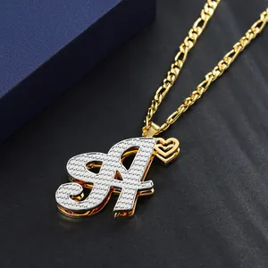 Double Plated Name Single Letter Love Custom Jewelry 18K Gold Plated Personalized Double Plated 3D Name Necklace