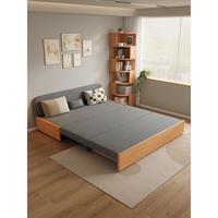 Sofá Cama Moderno XHA de Madera de Caoba Sólida con Funciones Ajustables, Plegables y Extensibles para Sentarse/Reclinarse, Ideal para Salas de Estar Pequeñas