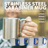 2025 tasse en acier inoxydable de haute qualité en gros avec logo personnalisé mousqueton sous vide tasse à café pour le camping