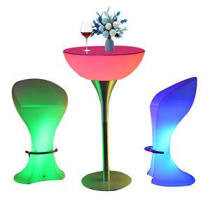 أدى الأثاث للحزب المستخدمة ملهى ليلي الأثاث البلاستيكية في الهواء الطلق صالون إيطالي عريق مكون من ثلاث قطع أثاث كوكتيل led ضوء طاولة بار كرسي للبيع - Product Image 2