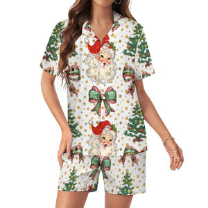 Pigiami Natalizi di Lusso Personalizzati con Cartoni Animati, Set da 2 Pezzi per Famiglia, Donna e Bambina, Abbigliamento da Casa - Product Image 1