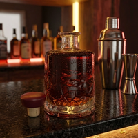 Vente flash - Bouteilles rondes en verre personnalisables avec finition mate/givrée pour la tequila, le gin, la vodka, le whisky, le brandy, les spiritueux, les liqueurs